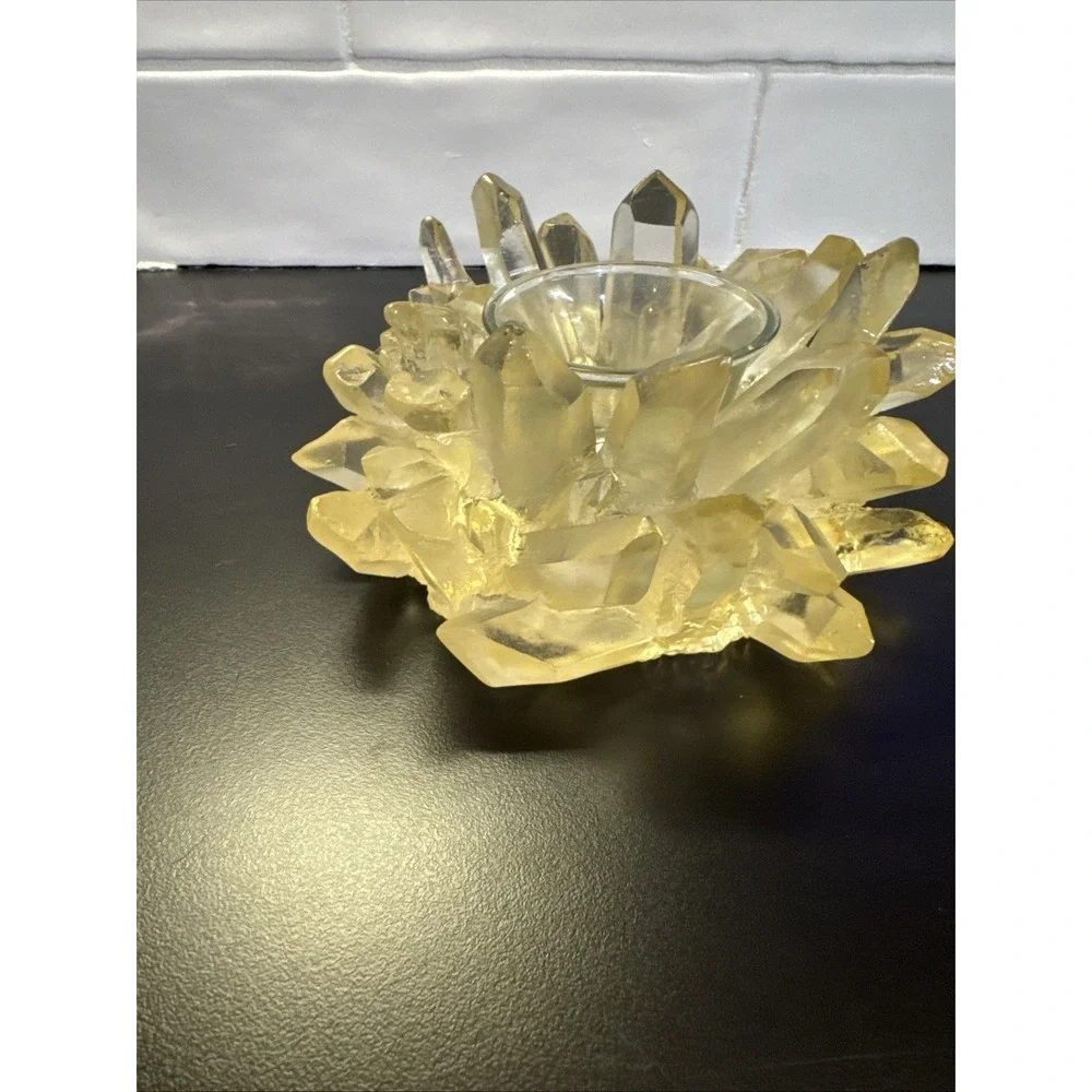 Lucite‎ Votive Candle Holder Faux Quartz Crystal